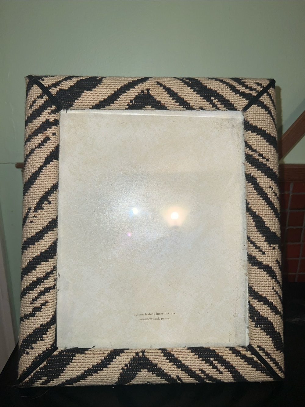 Vintage Helene Batoff Interiors Zebra Pattern Woven 8 x 10 Photo Frame